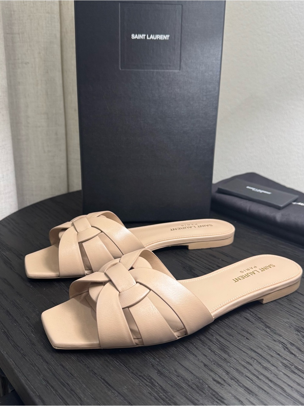 Saint Laurent YSL Tribute Nu Pieds Sandals Leather Nude 37.5